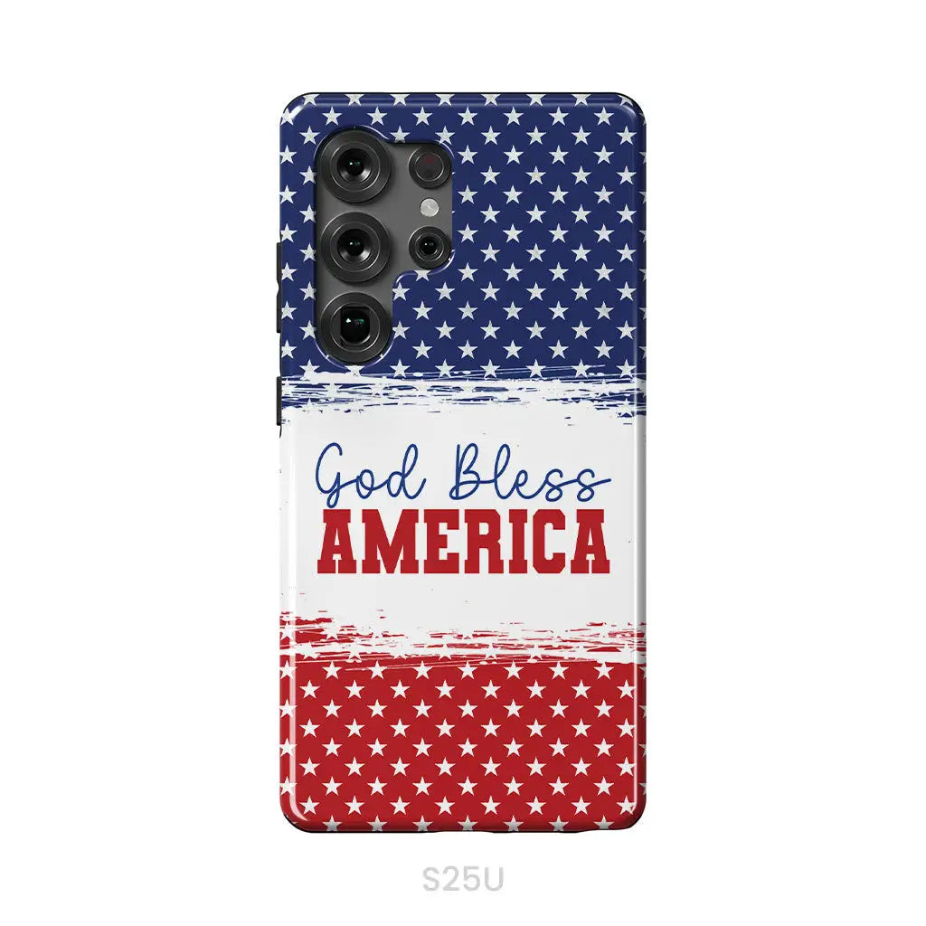 Patriotic Christian phone case: God bless America