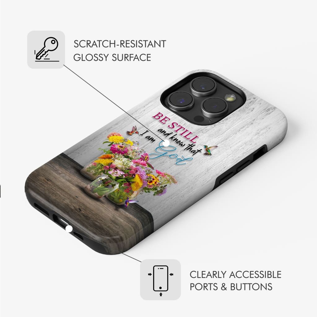 Psalm 46:10 Be Still and Know, Hummingbirds, Vase of Flowers, Phone Case