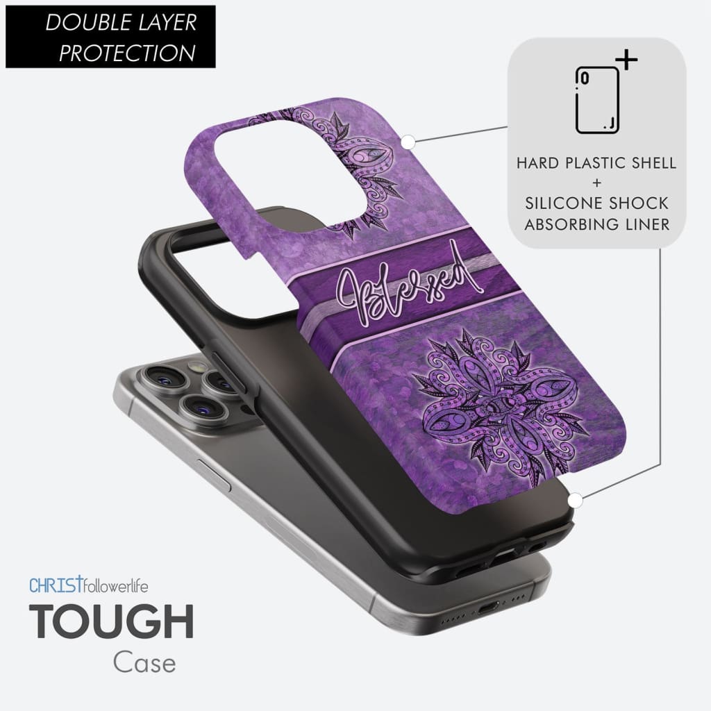 (Purple) Blessed phone case - Christian phone case