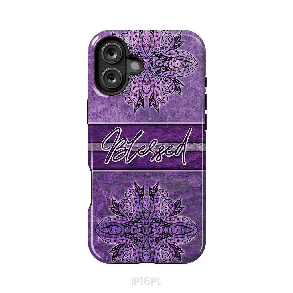 (Purple) Blessed phone case - Christian phone case