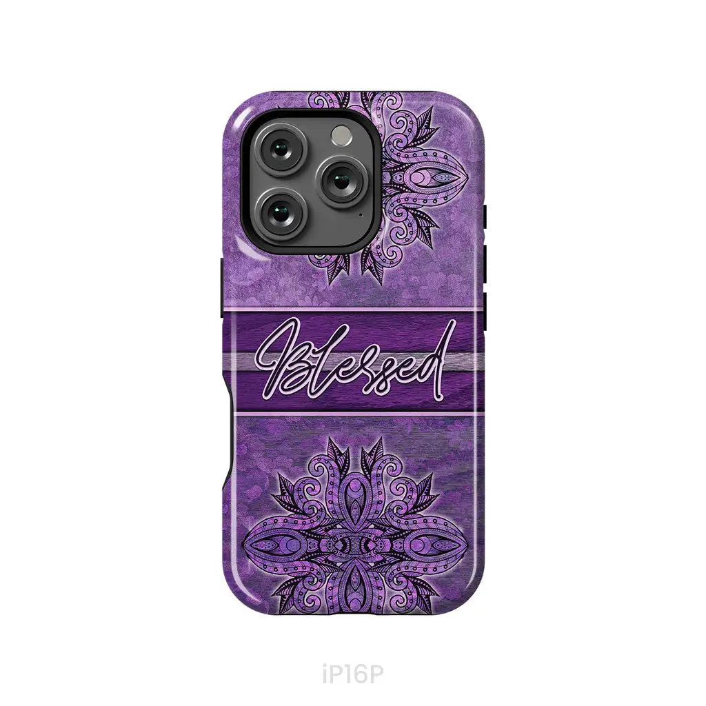 (Purple) Blessed phone case - Christian phone case