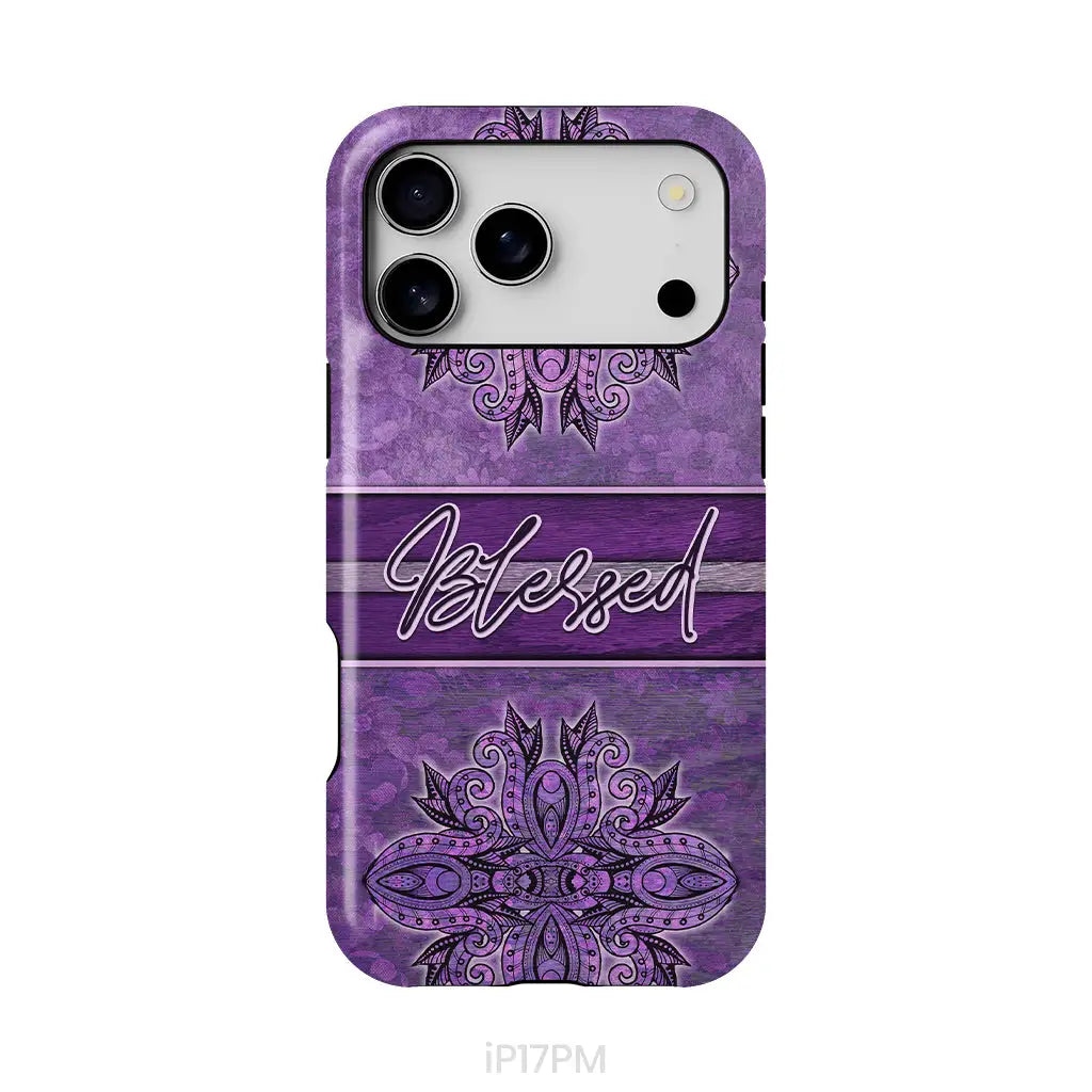 (Purple) Blessed phone case - Christian phone case