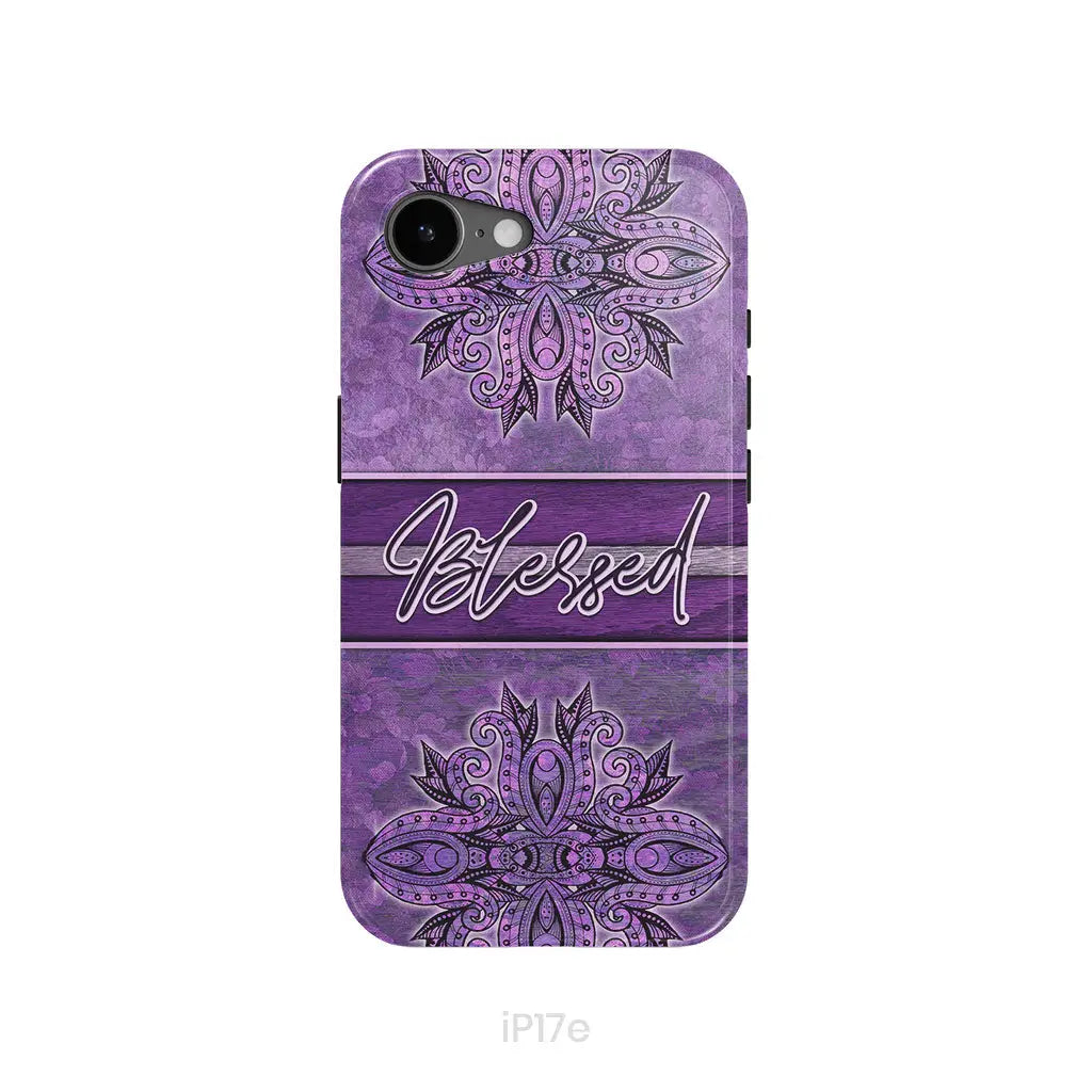 (Purple) Blessed phone case - Christian phone case