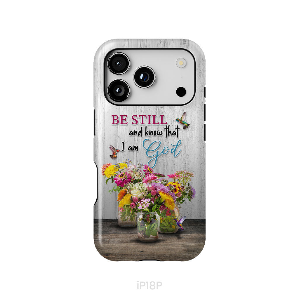 Psalm 46:10 Be Still and Know, Hummingbirds, Vase of Flowers, Phone Case