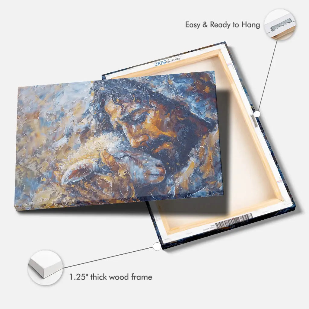 Abstract Painting of Jesus and Lost Lamb Wall Art Canvas