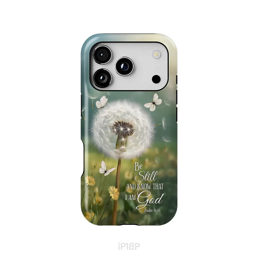 Be Still and Know, Dandelion with Butterflies – Psalm 46:10 Christian Phone Case
