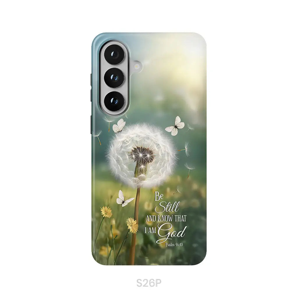 Be Still and Know, Dandelion with Butterflies – Psalm 46:10 Christian Phone Case