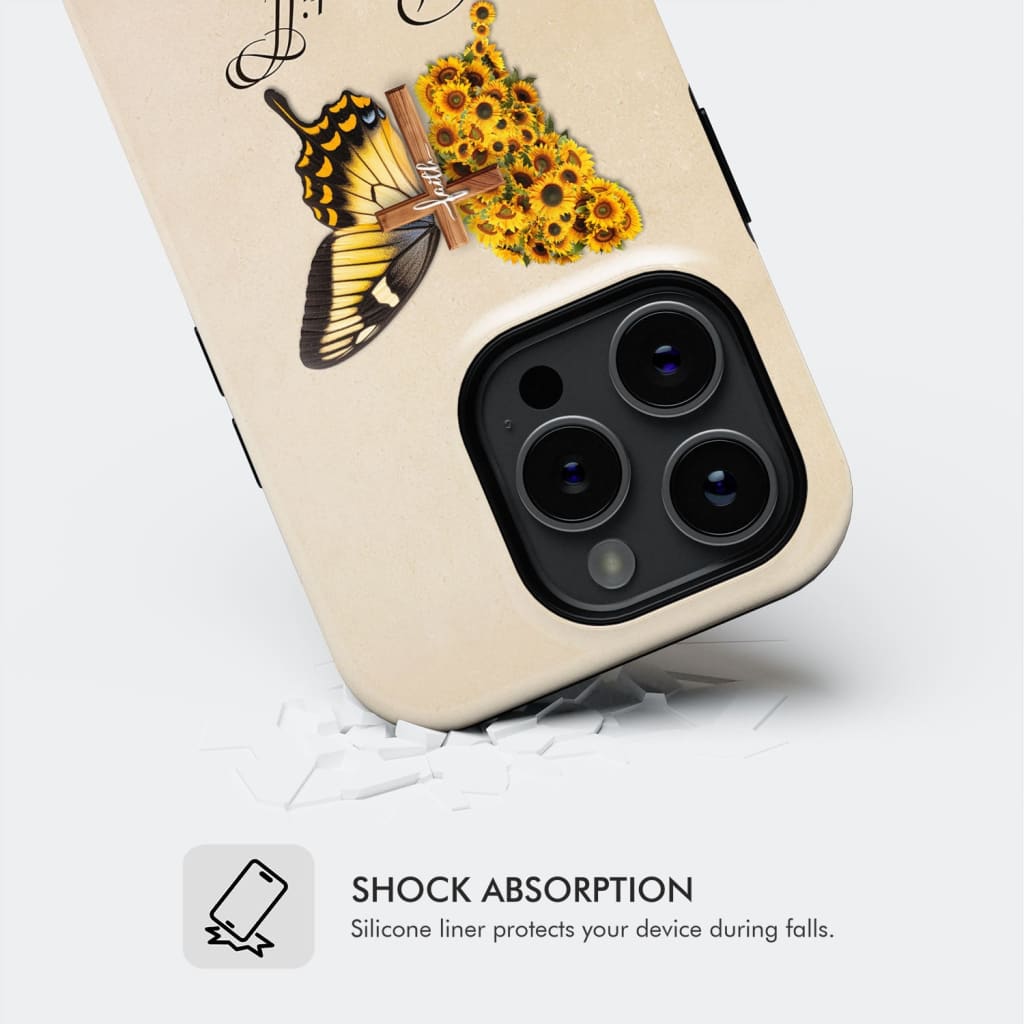 Be Still and Know Psalm 46:10, Faith Cross, Butterfly, Phone Case