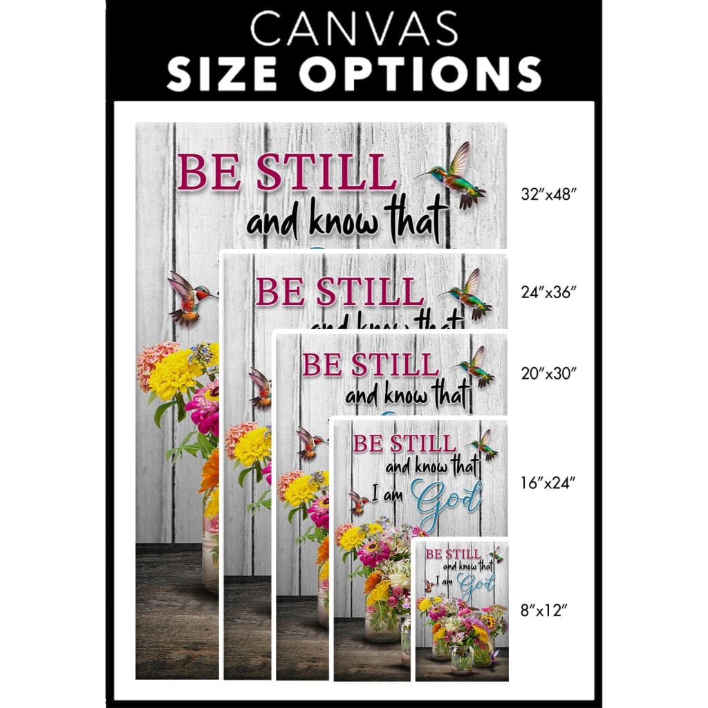 Psalm 46:10 Be Still and Know, Hummingbirds, Vase of Flowers, Wall Art Canvas