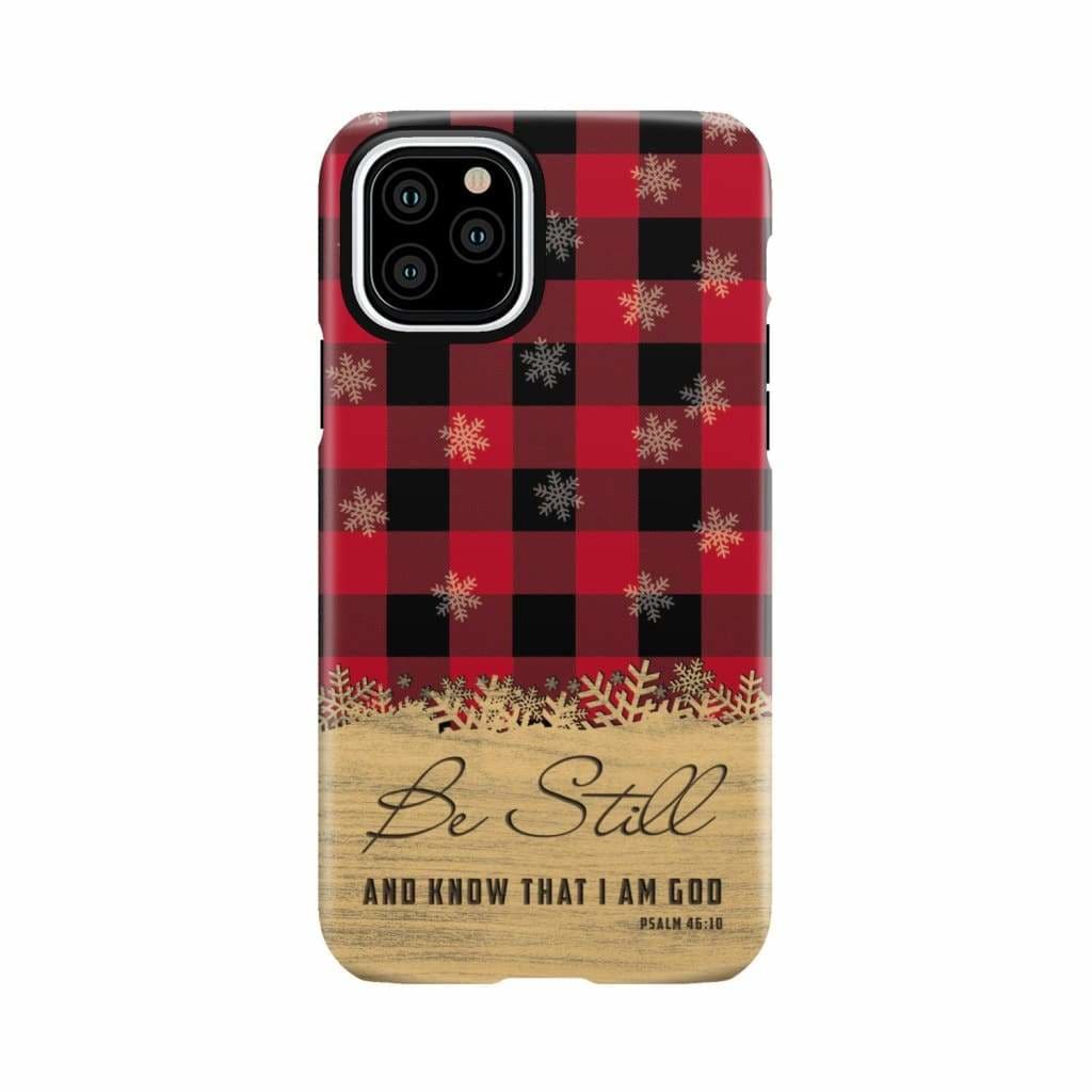Be still and know that I am God, red black buffalo plaid, Christmas phone case