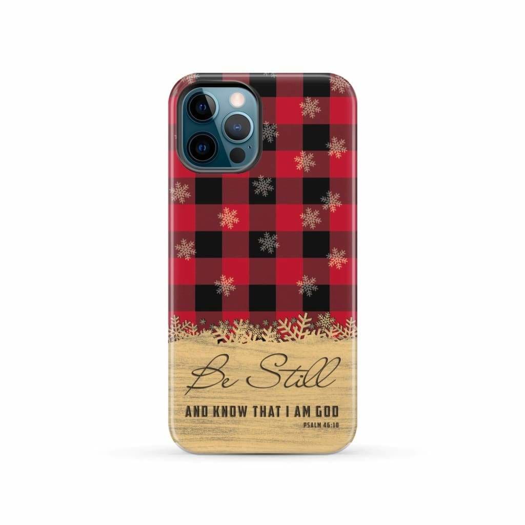 Be still and know that I am God, red black buffalo plaid, Christmas phone case