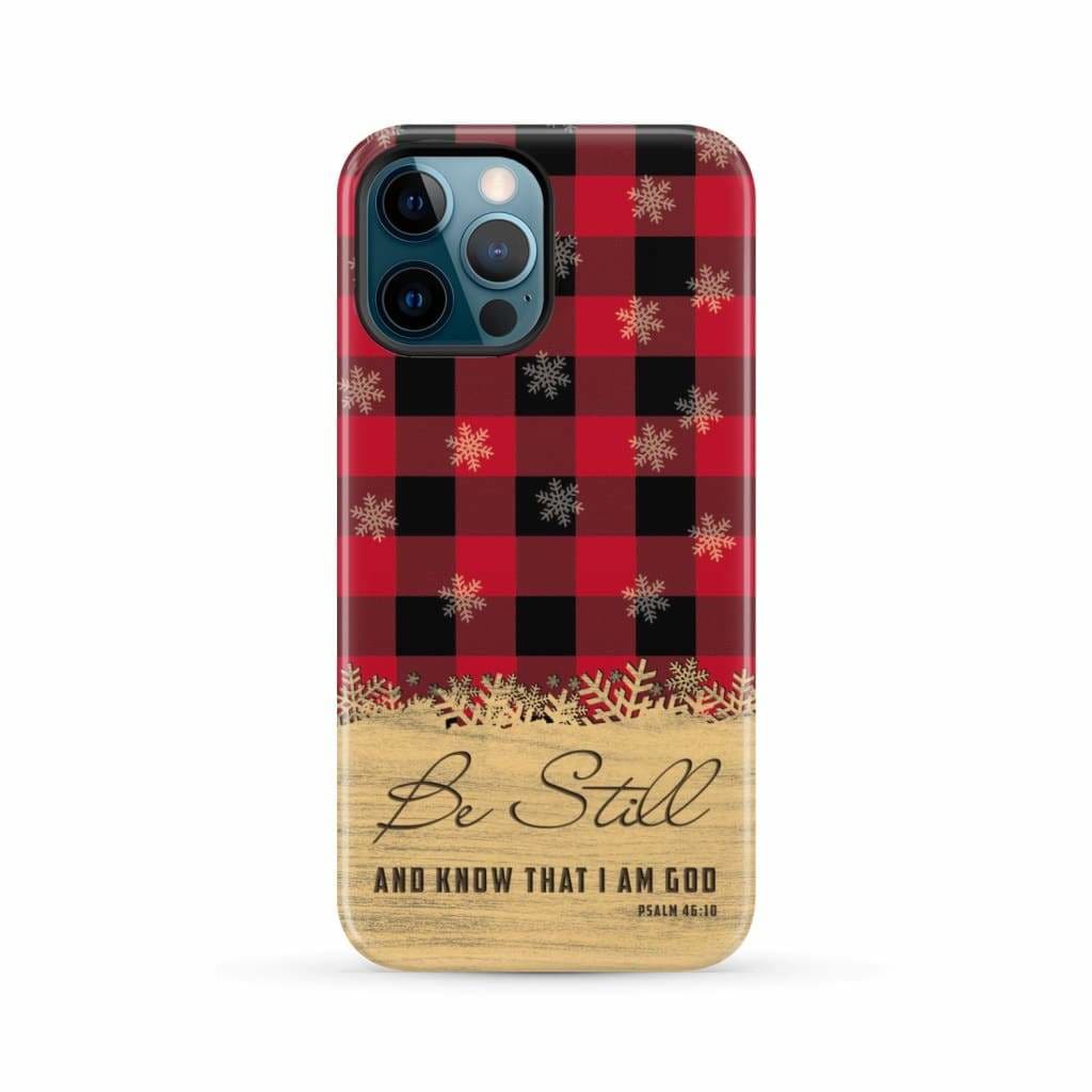 Be still and know that I am God, red black buffalo plaid, Christmas phone case