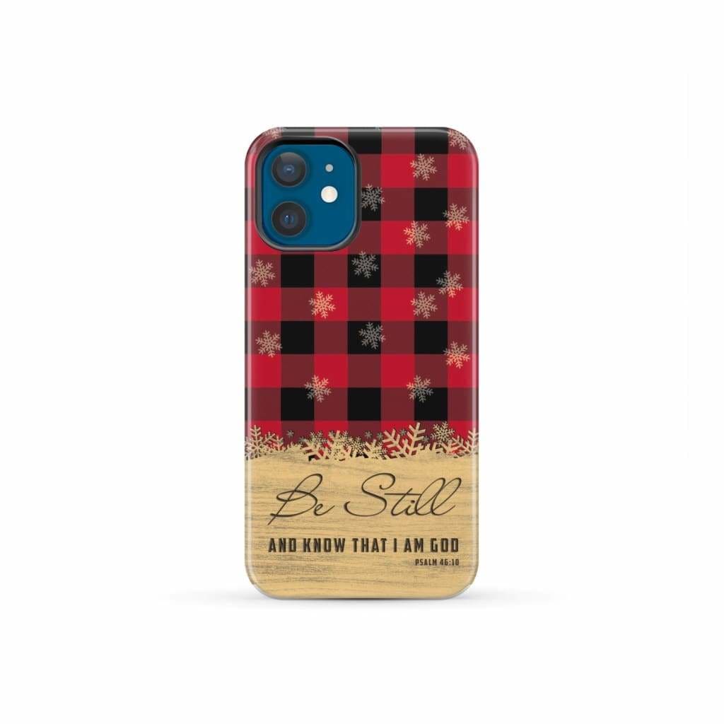 Be still and know that I am God, red black buffalo plaid, Christmas phone case
