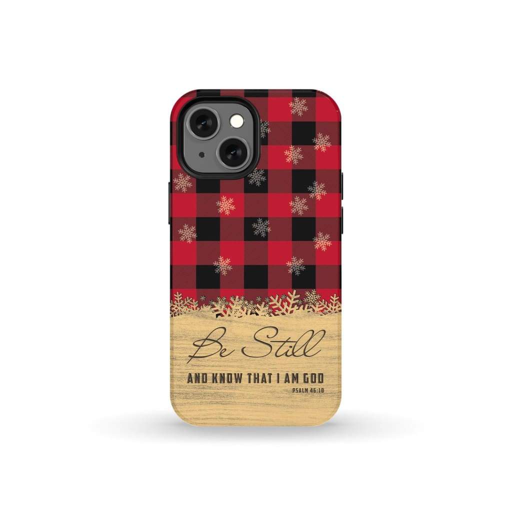 Be still and know that I am God, red black buffalo plaid, Christmas phone case
