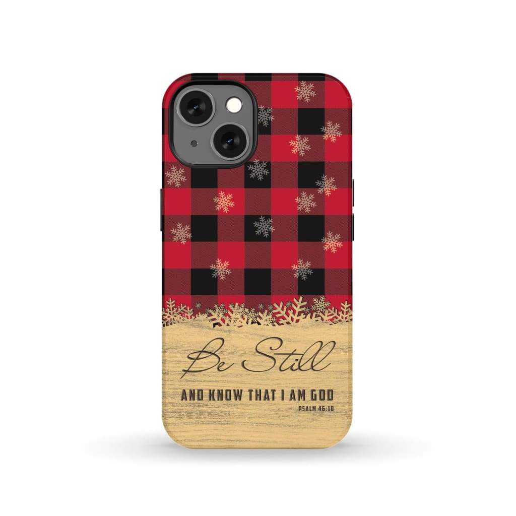 Be still and know that I am God, red black buffalo plaid, Christmas phone case