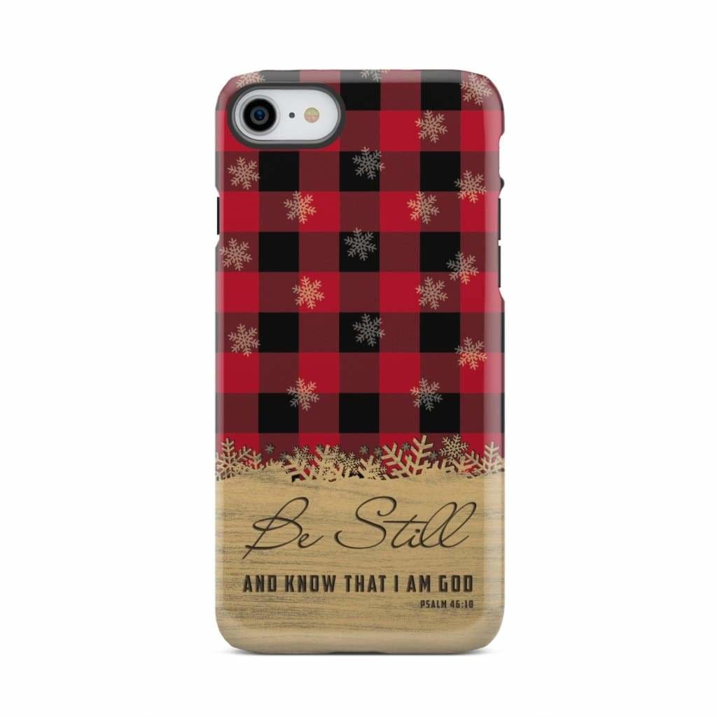 Be still and know that I am God, red black buffalo plaid, Christmas phone case