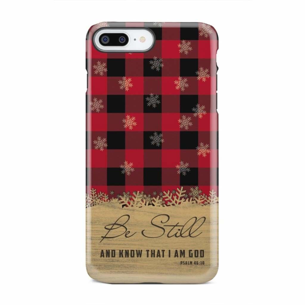 Be still and know that I am God, red black buffalo plaid, Christmas phone case