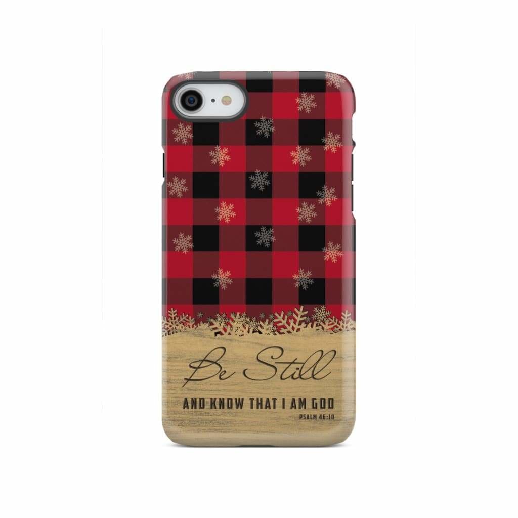Be still and know that I am God, red black buffalo plaid, Christmas phone case