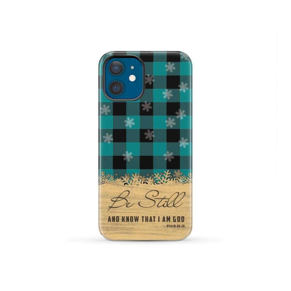Be still and know that I am God, teal black buffalo plaid, Christmas phone case