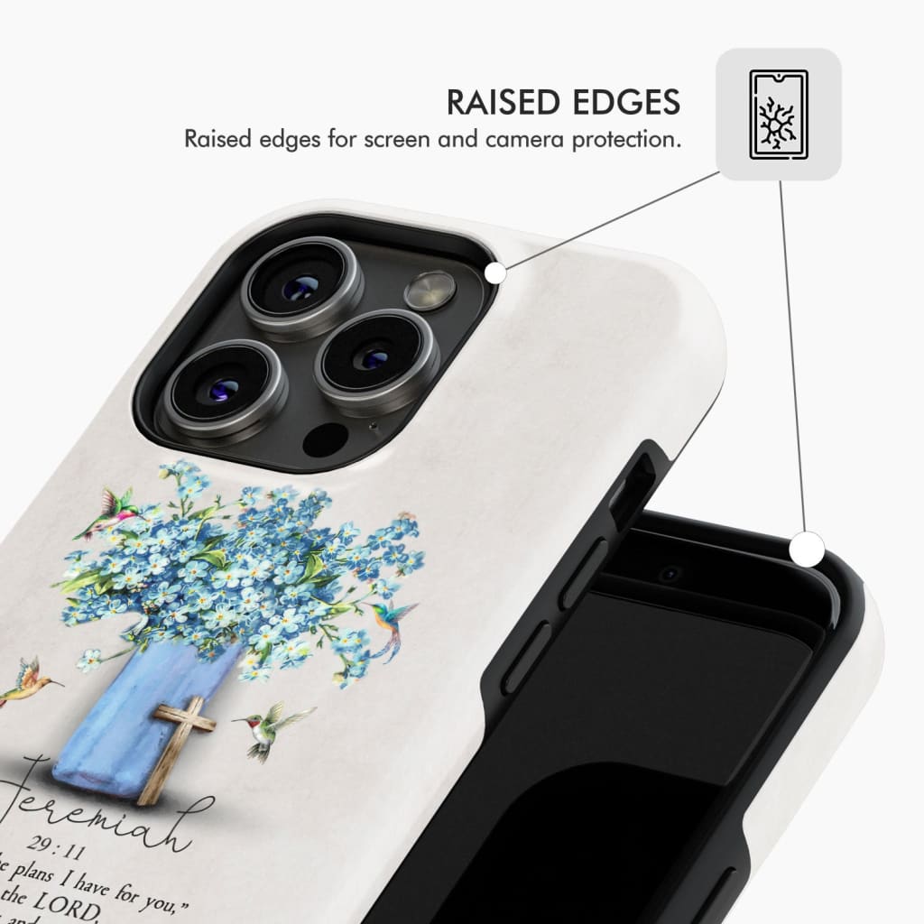 Bible Verse Phone Cases: Jeremiah 29:11 NIV, Hummingbird Flowers, Phone Case