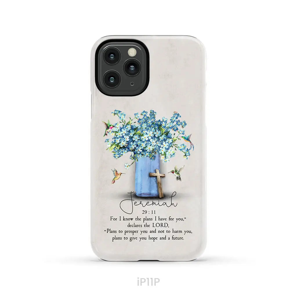 Bible Verse Phone Cases: Jeremiah 29:11 NIV, Hummingbird Flowers, Phone Case