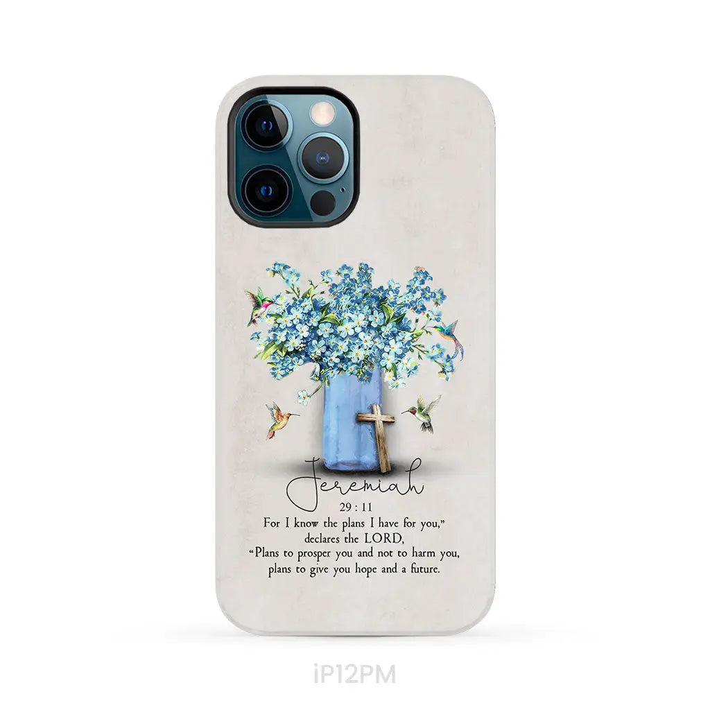 Bible Verse Phone Cases: Jeremiah 29:11 NIV, Hummingbird Flowers, Phone Case