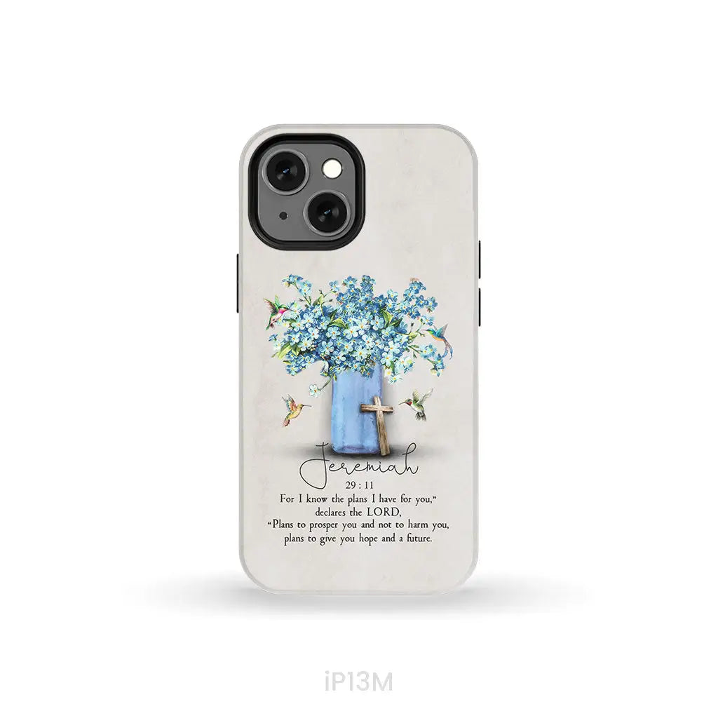 Bible Verse Phone Cases: Jeremiah 29:11 NIV, Hummingbird Flowers, Phone Case