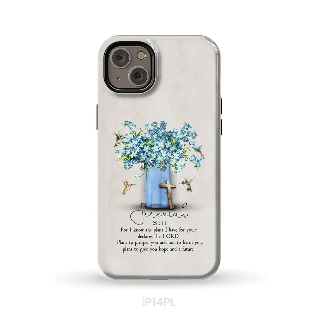 Bible Verse Phone Cases: Jeremiah 29:11 NIV, Hummingbird Flowers, Phone Case