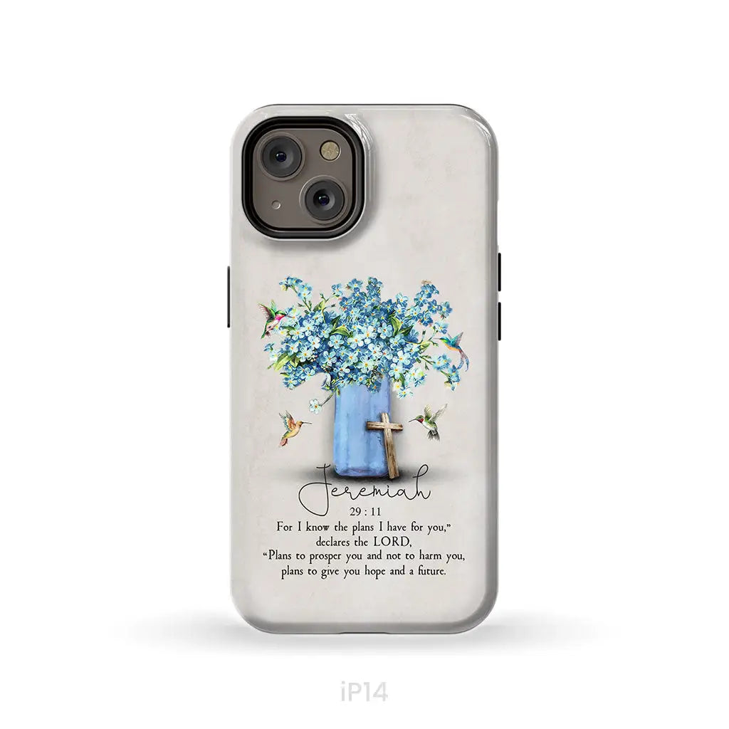 Bible Verse Phone Cases: Jeremiah 29:11 NIV, Hummingbird Flowers, Phone Case