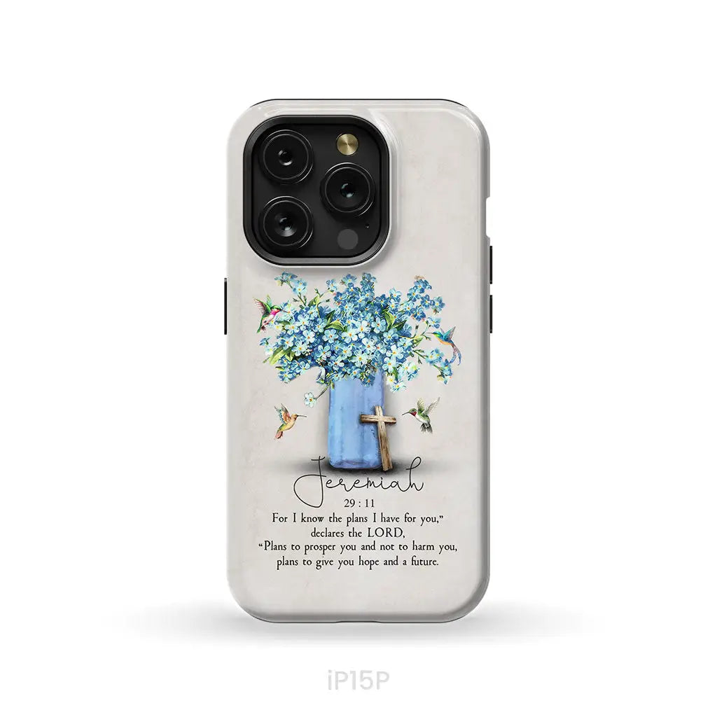 Bible Verse Phone Cases: Jeremiah 29:11 NIV, Hummingbird Flowers, Phone Case