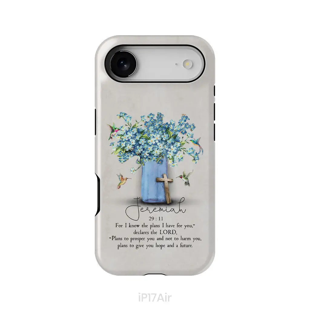 Bible Verse Phone Cases: Jeremiah 29:11 NIV, Hummingbird Flowers, Phone Case