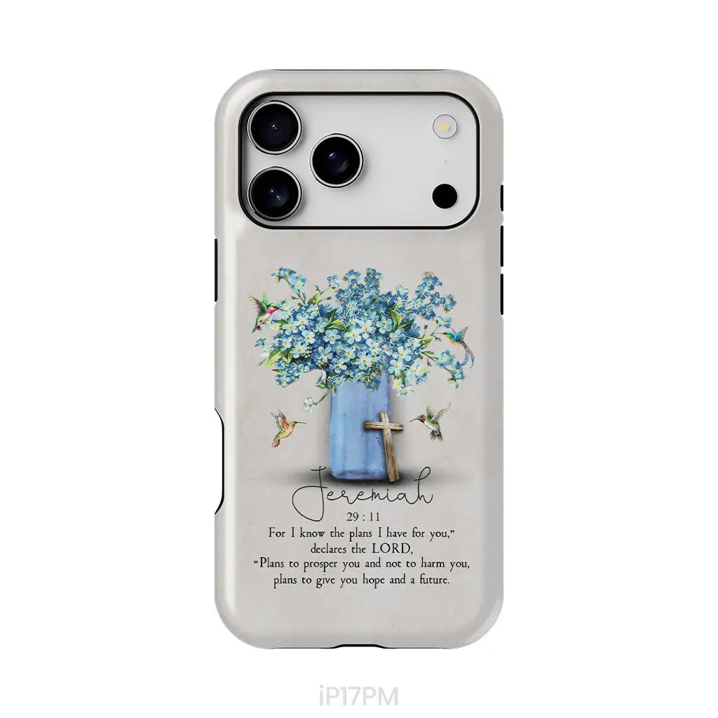 Bible Verse Phone Cases: Jeremiah 29:11 NIV, Hummingbird Flowers, Phone Case