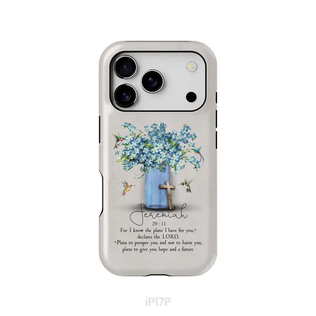 Bible Verse Phone Cases: Jeremiah 29:11 NIV, Hummingbird Flowers, Phone Case