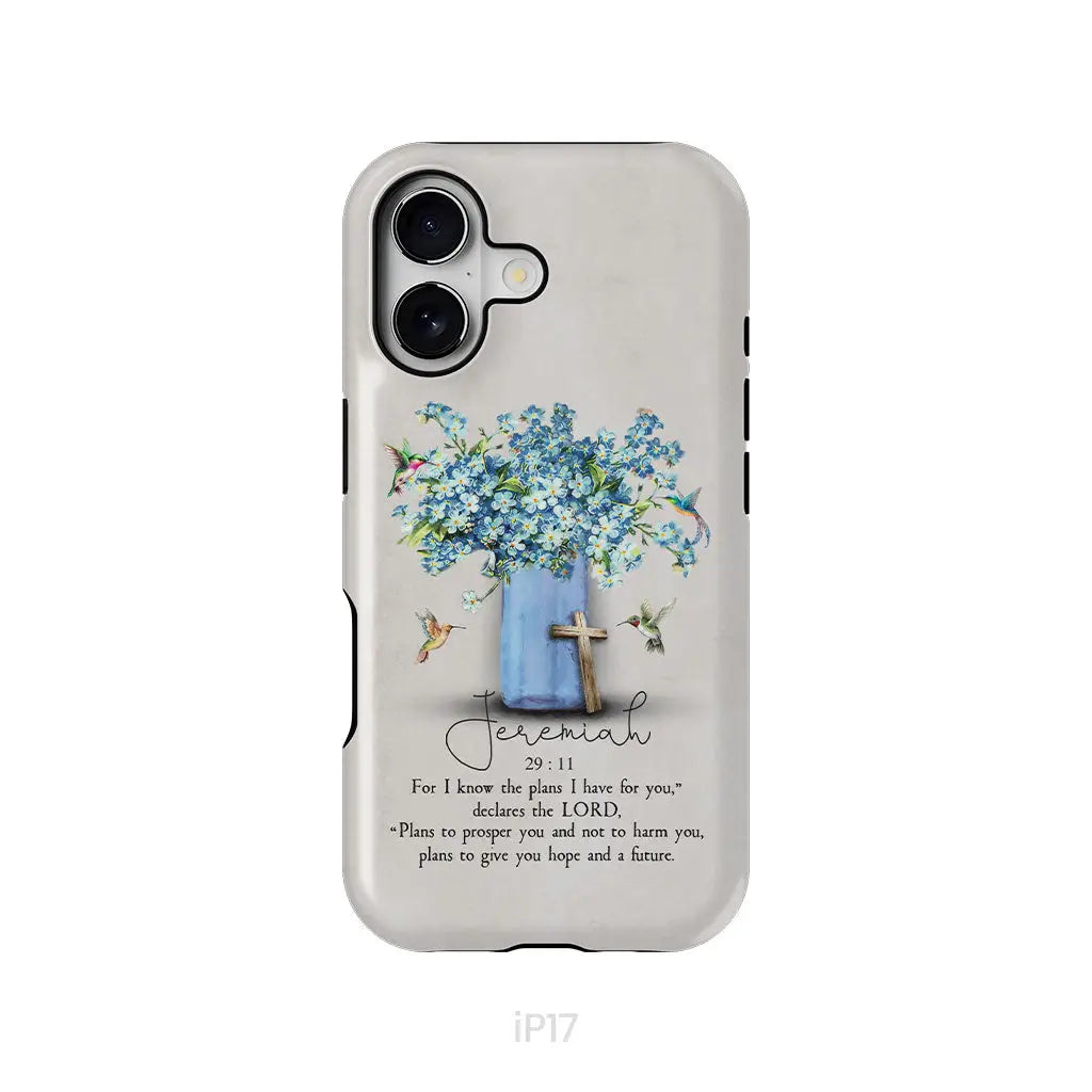 Bible Verse Phone Cases: Jeremiah 29:11 NIV, Hummingbird Flowers, Phone Case