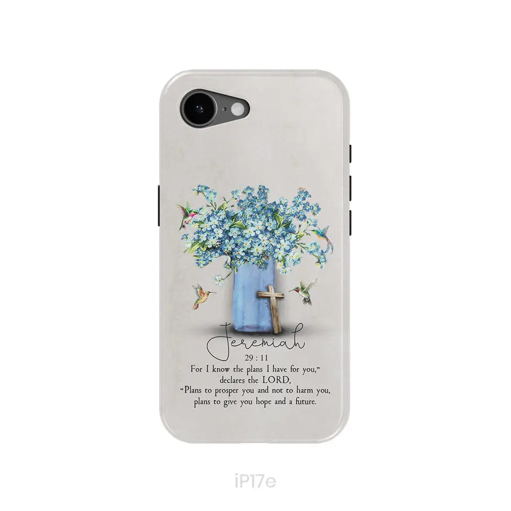 Bible Verse Phone Cases: Jeremiah 29:11 NIV, Hummingbird Flowers, Phone Case