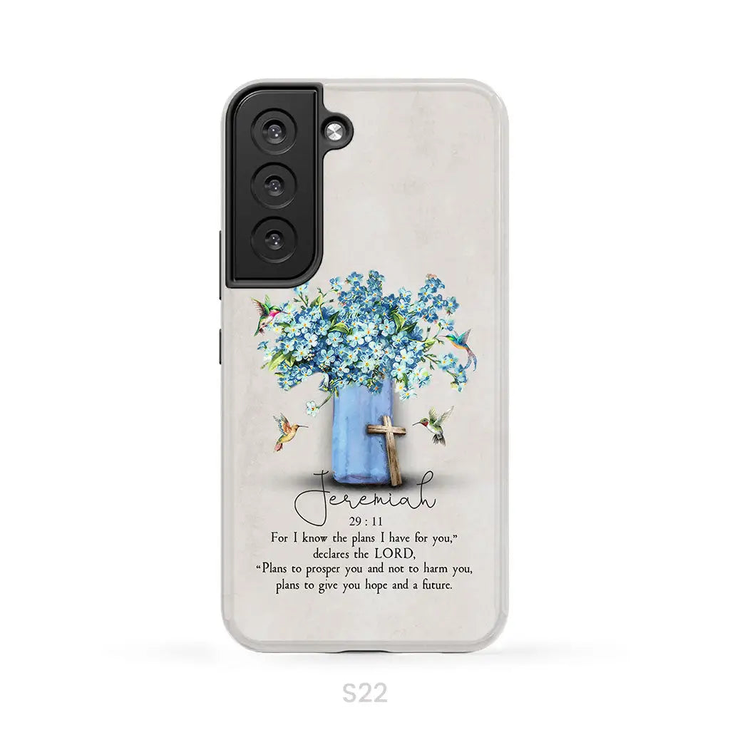 Bible Verse Phone Cases: Jeremiah 29:11 NIV, Hummingbird Flowers, Phone Case