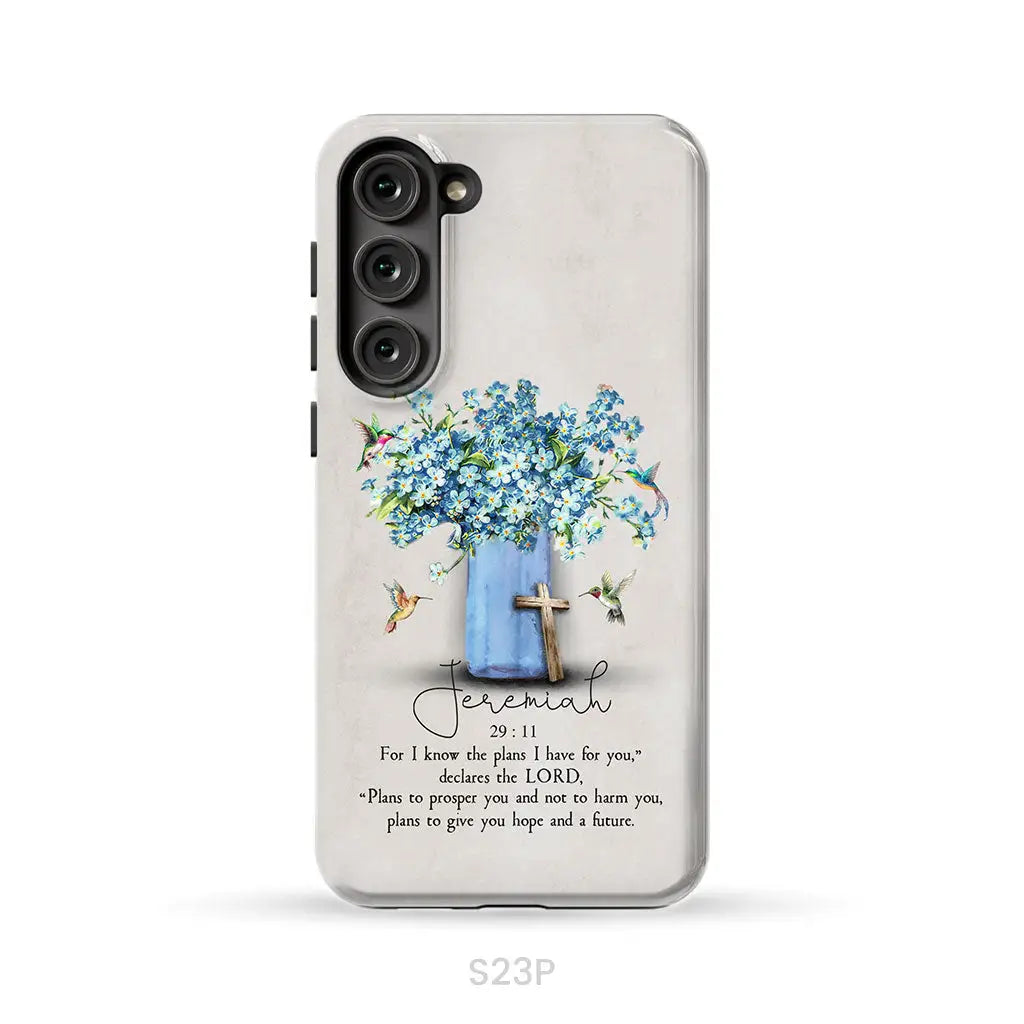 Bible Verse Phone Cases: Jeremiah 29:11 NIV, Hummingbird Flowers, Phone Case