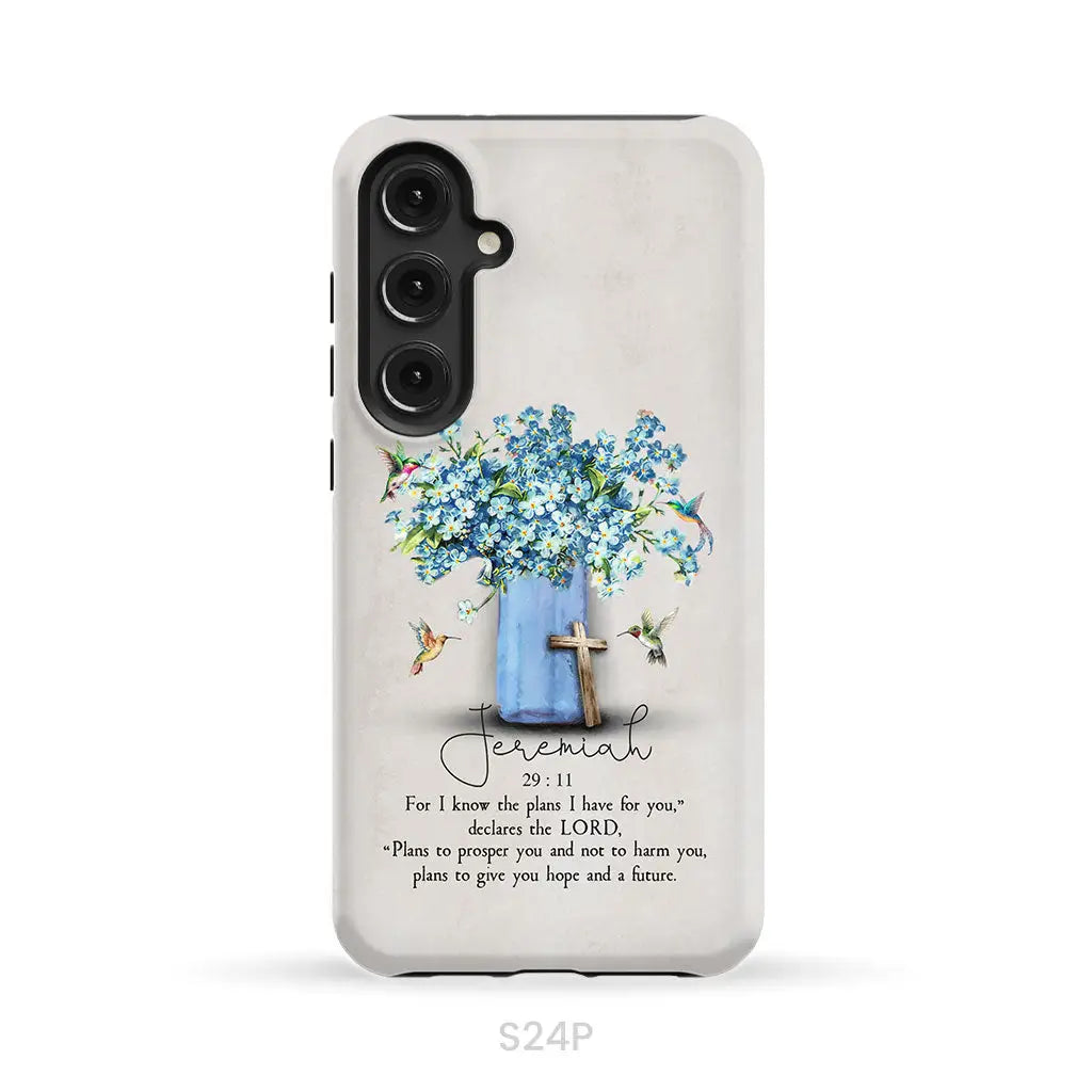 Bible Verse Phone Cases: Jeremiah 29:11 NIV, Hummingbird Flowers, Phone Case