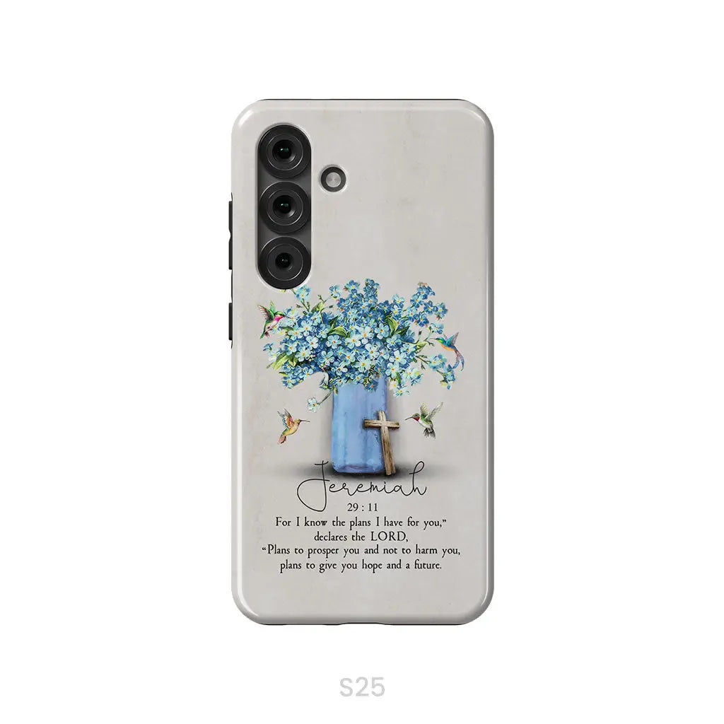 Bible Verse Phone Cases: Jeremiah 29:11 NIV, Hummingbird Flowers, Phone Case