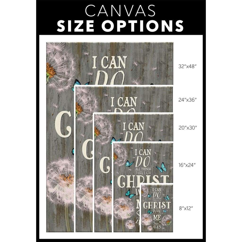 Bible Verse Wall Art - I Can Do All Things Through Christ Canvas, Dandelion Butterfly