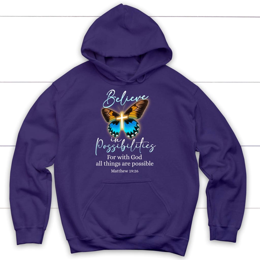 With God All Things Are Possible, Cross, Butterfly, Hoodie