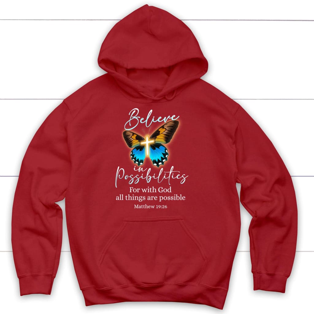 With God All Things Are Possible, Cross, Butterfly, Hoodie