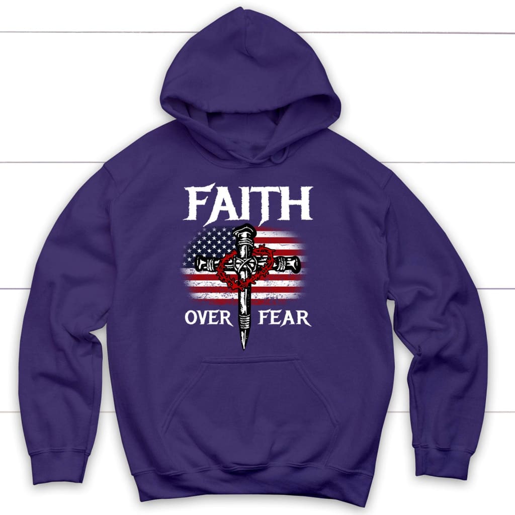 Christian Patriotic, Faith Over Fear American Flag Hoodie