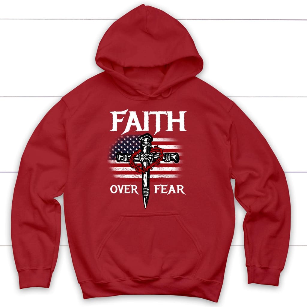 Christian Patriotic, Faith Over Fear American Flag Hoodie