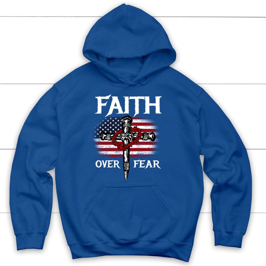Christian Patriotic, Faith Over Fear American Flag Hoodie