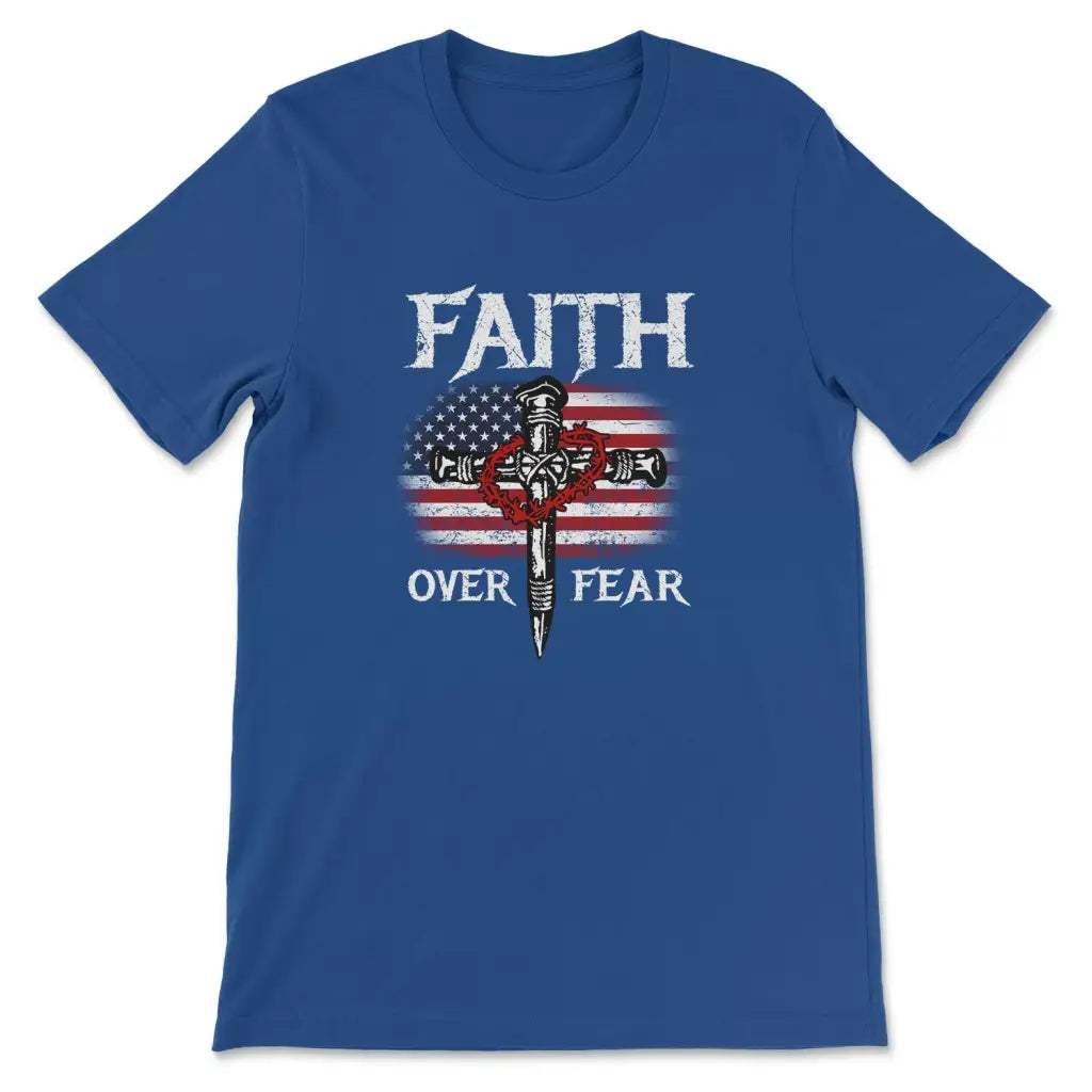 Christian Patriotic, Faith Over Fear American Flag T-shirt