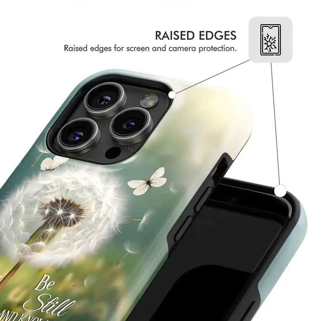 Be Still and Know, Dandelion with Butterflies – Psalm 46:10 Christian Phone Case