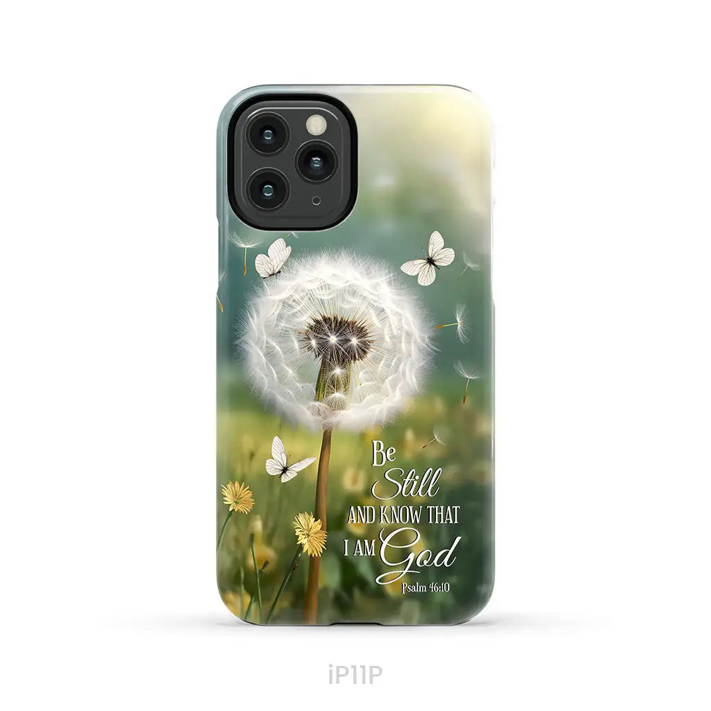 Be Still and Know, Dandelion with Butterflies – Psalm 46:10 Christian Phone Case