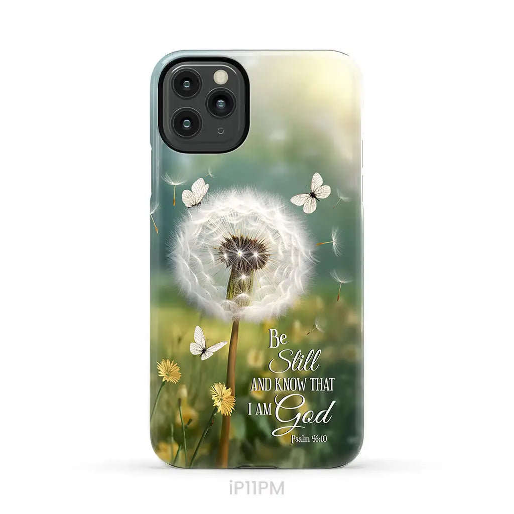 Be Still and Know, Dandelion with Butterflies – Psalm 46:10 Christian Phone Case