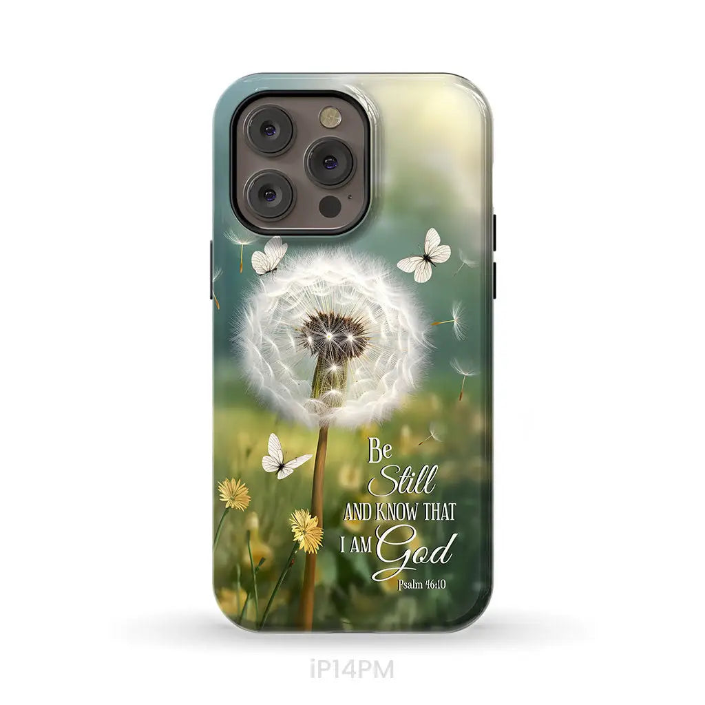 Be Still and Know, Dandelion with Butterflies – Psalm 46:10 Christian Phone Case